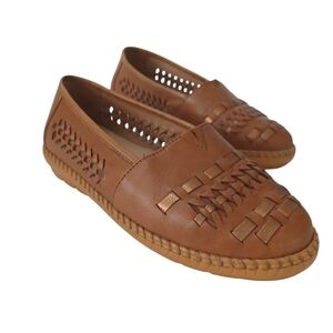 Trotters Brown Flats Womens US 6.5 Woven Leather Slip On Casual Comfort Shoes